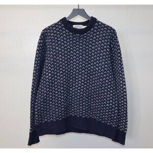 Vintage 90s XL Birdseye Wool Sweater USA Made Blue Environmental Clothing Co